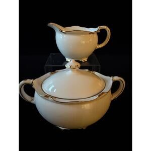 Royal Crown Derby Regency Sugar & Creamer Set bone china white